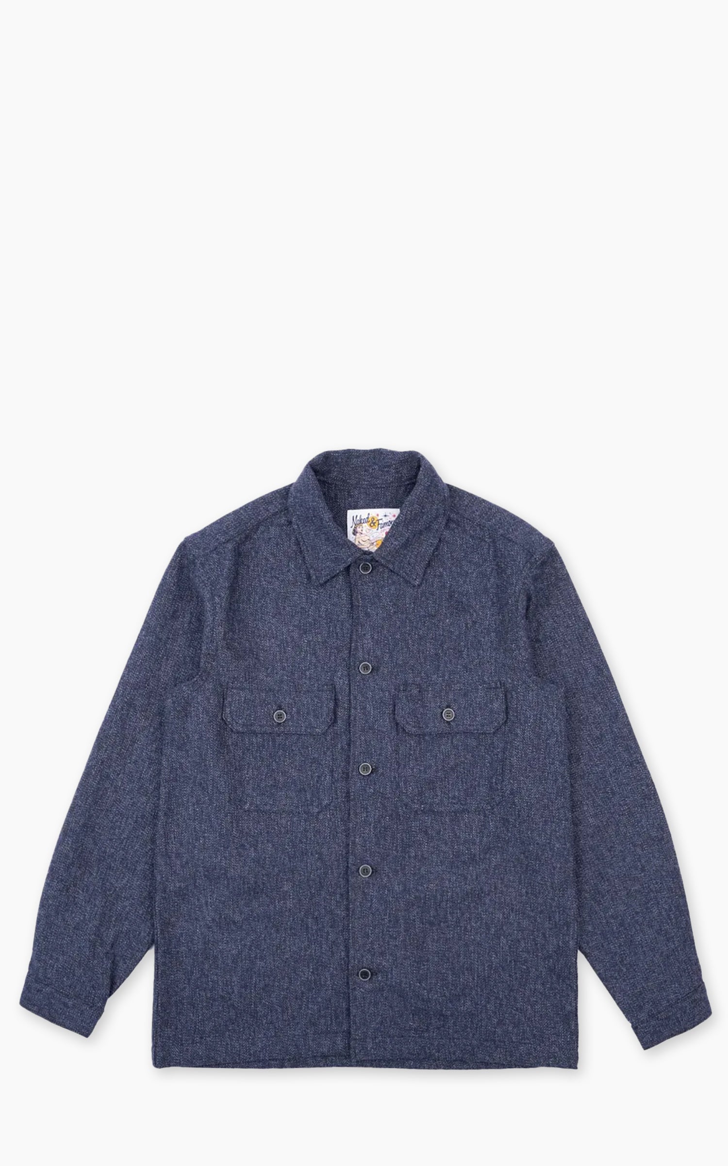 Naked & Famous Denim Work Shirt Herringbone Triple Twist Indigo