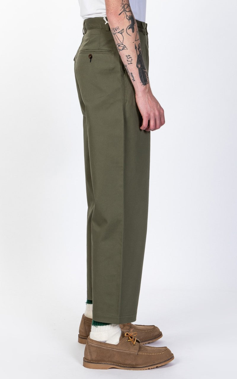 Universal Works Double Pleat Pant Twill Light Olive