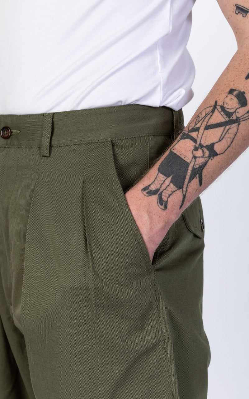 Universal Works Double Pleat Pant Twill Light Olive