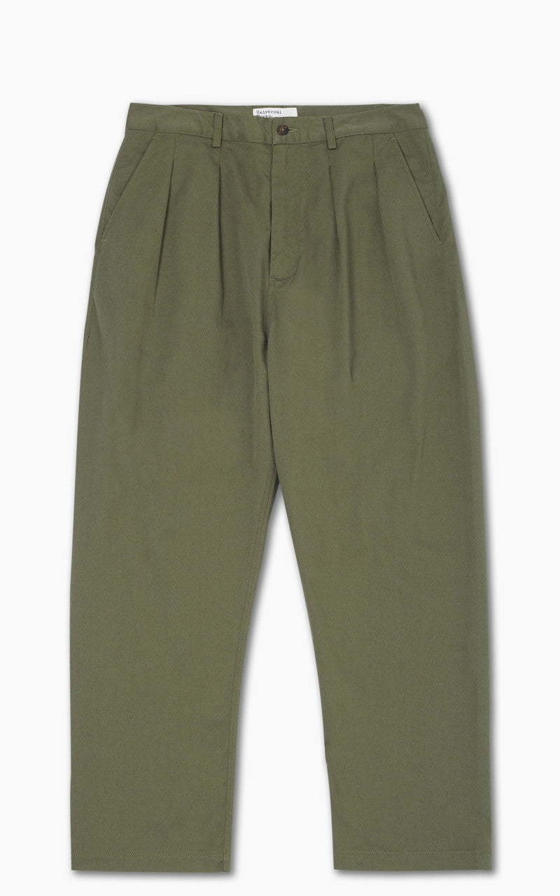Universal Works Double Pleat Pant Twill Light Olive