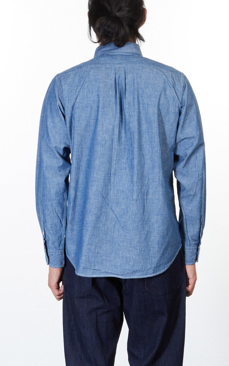 OrSlow Button Down Chambray Shirt Blue