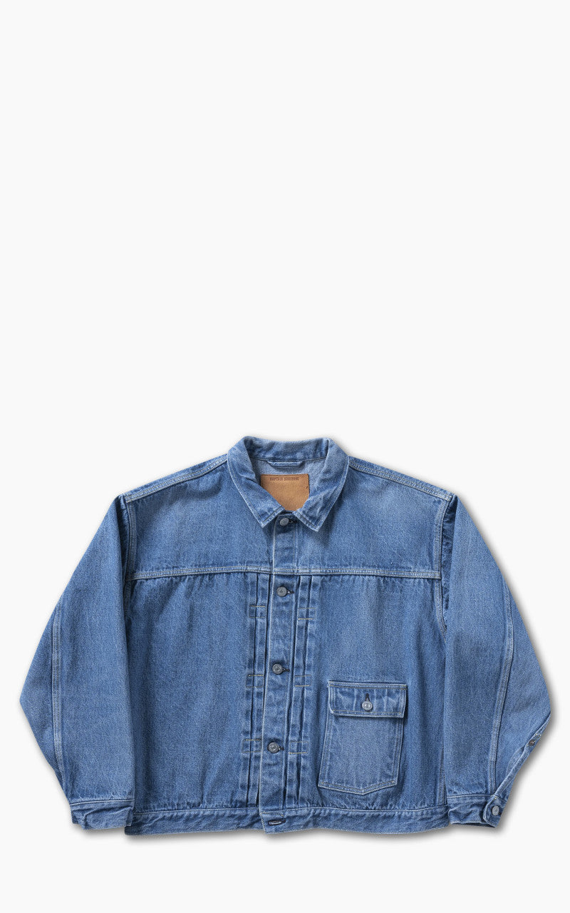Kaptain Sunshine FM Denim Tracker Jacket Vintage Hand Wash Indigo