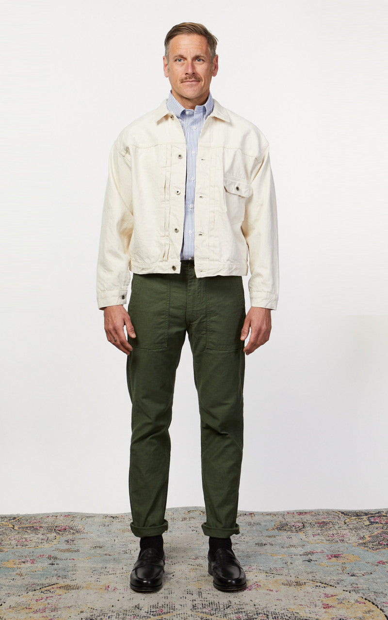 OrSlow Type 1 Pleated Front Blouse Kinari Denim Ecru