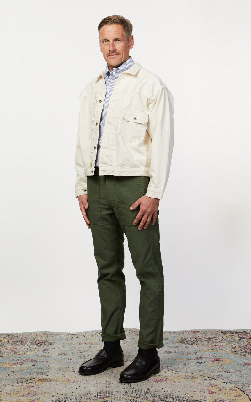 OrSlow Type 1 Pleated Front Blouse Kinari Denim Ecru