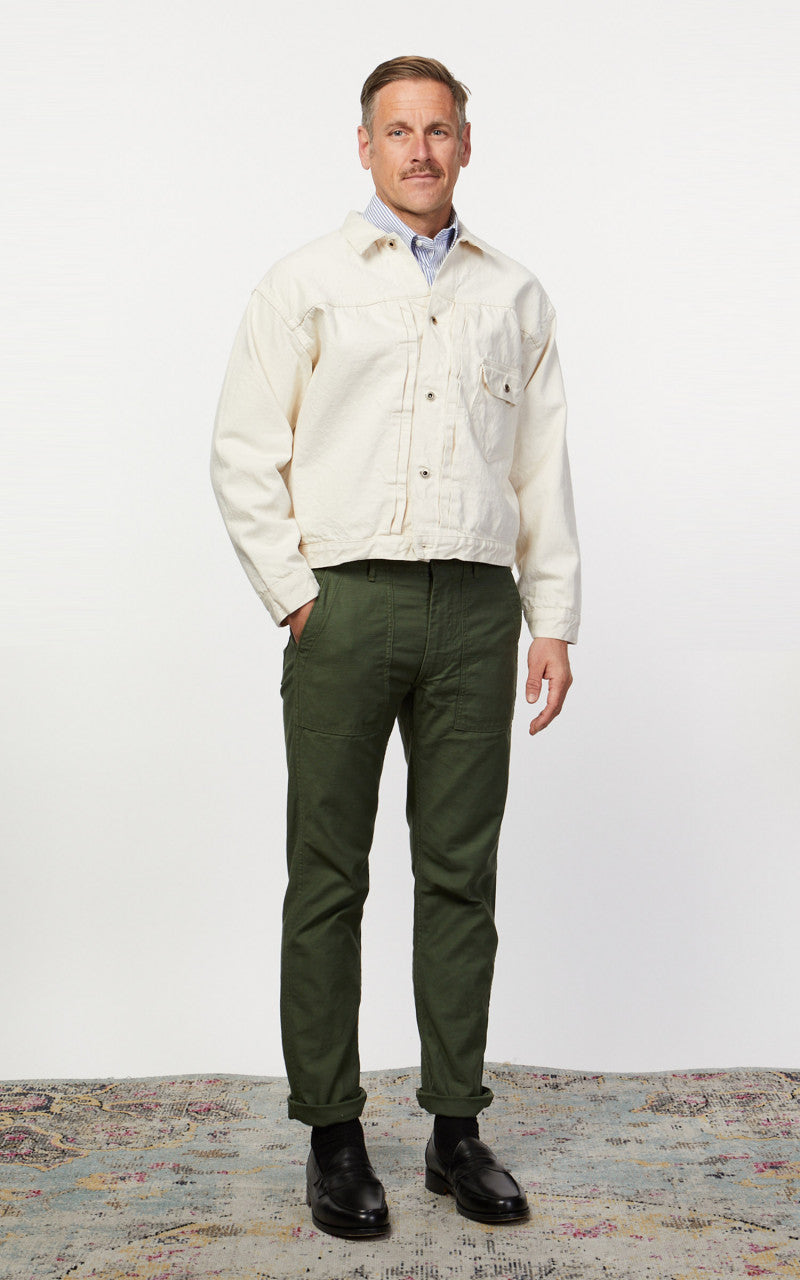 OrSlow Type 1 Pleated Front Blouse Kinari Denim Ecru