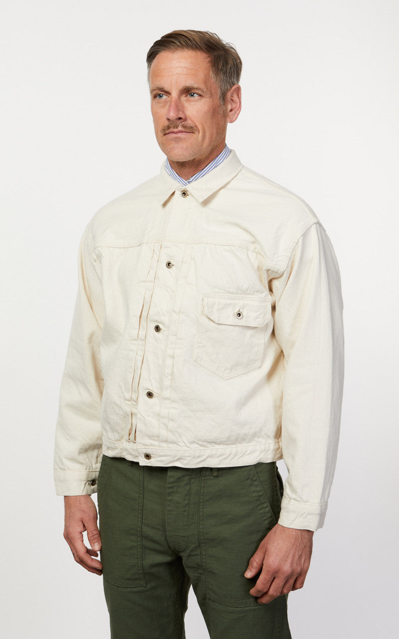 OrSlow Type 1 Pleated Front Blouse Kinari Denim Ecru