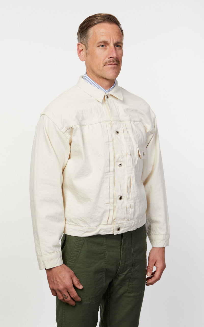 OrSlow Type 1 Pleated Front Blouse Kinari Denim Ecru