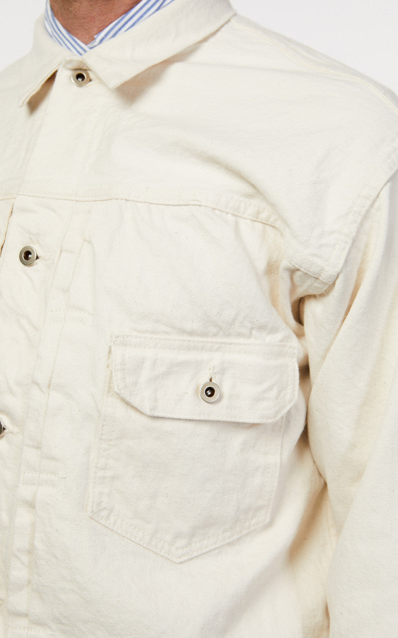 OrSlow Type 1 Pleated Front Blouse Kinari Denim Ecru