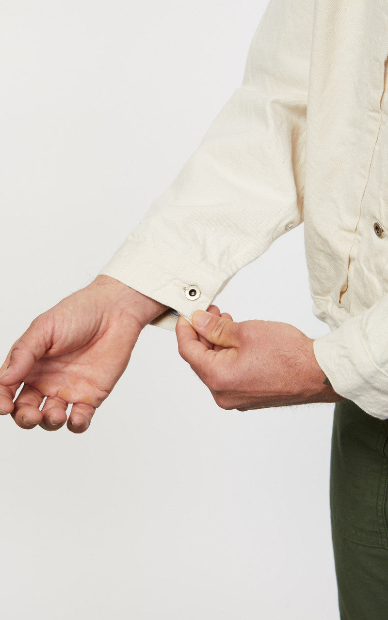 OrSlow Type 1 Pleated Front Blouse Kinari Denim Ecru