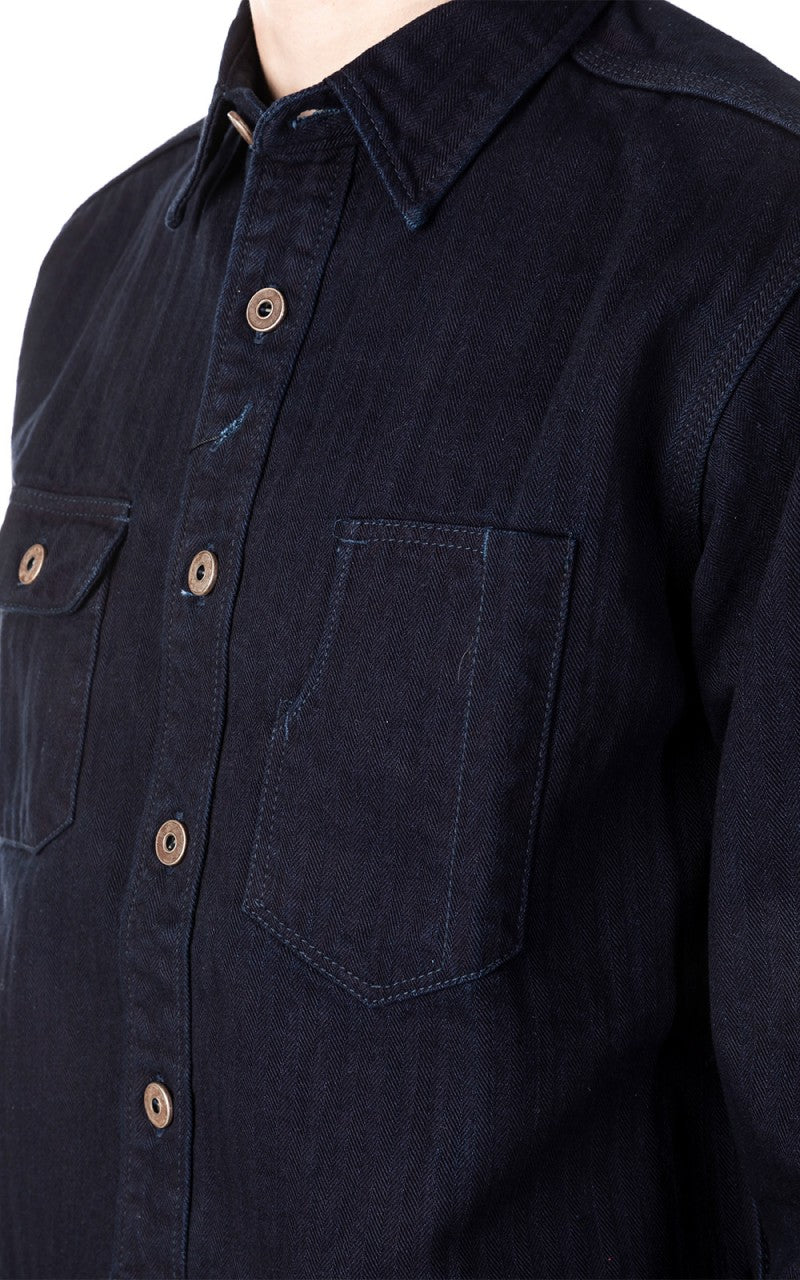 Momotaro Jeans 05-159 Herringbone Work Shirt Indigo