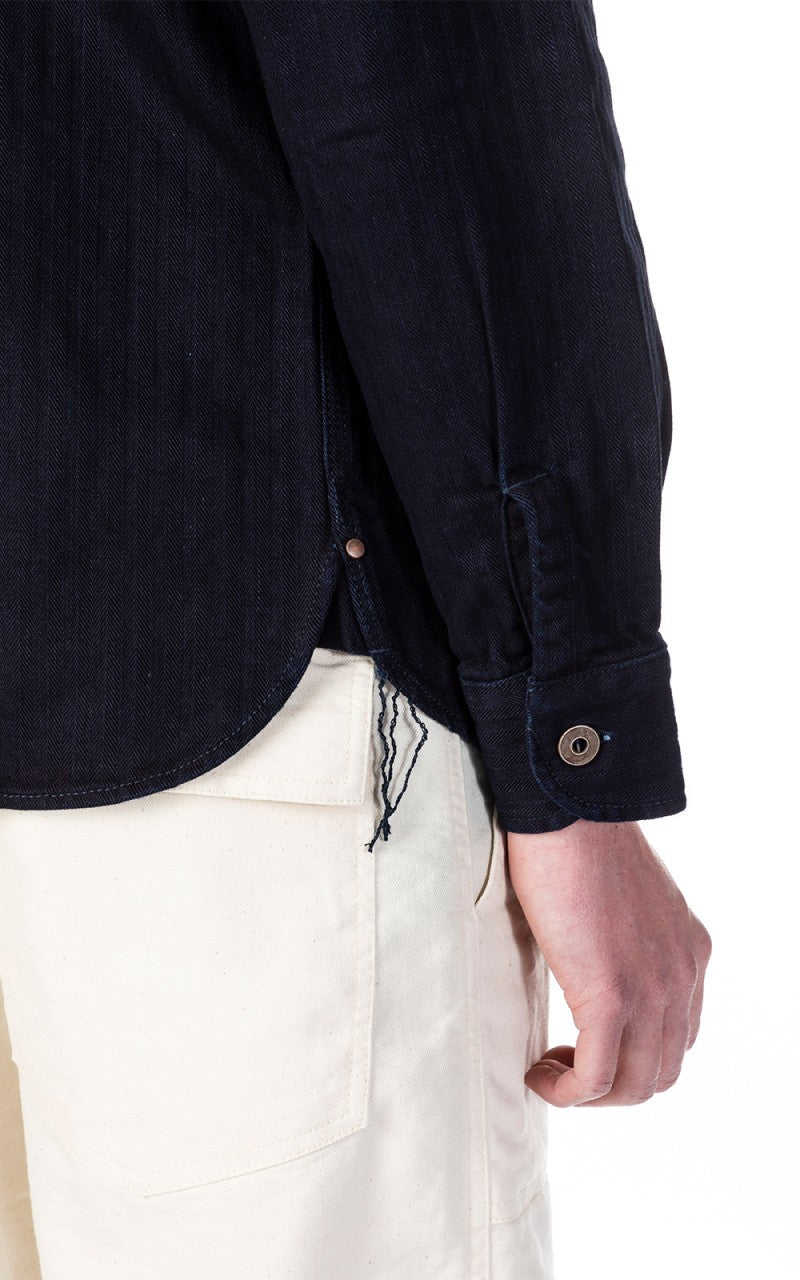 Momotaro Jeans 05-159 Herringbone Work Shirt Indigo