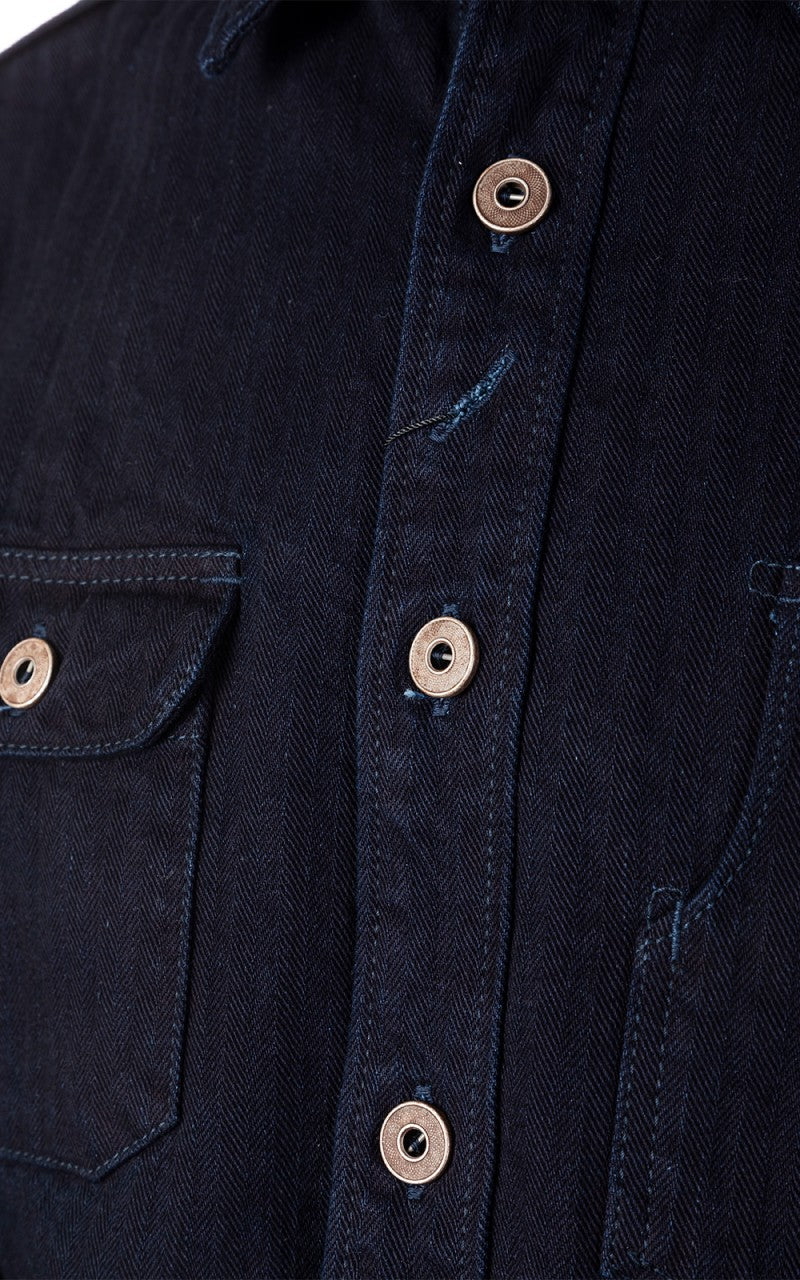 Momotaro Jeans 05-159 Herringbone Work Shirt Indigo