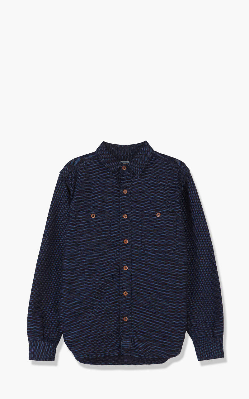 Momotaro Jeans 05-328 Sashiko-Ish Jacquard Shirt Indigo