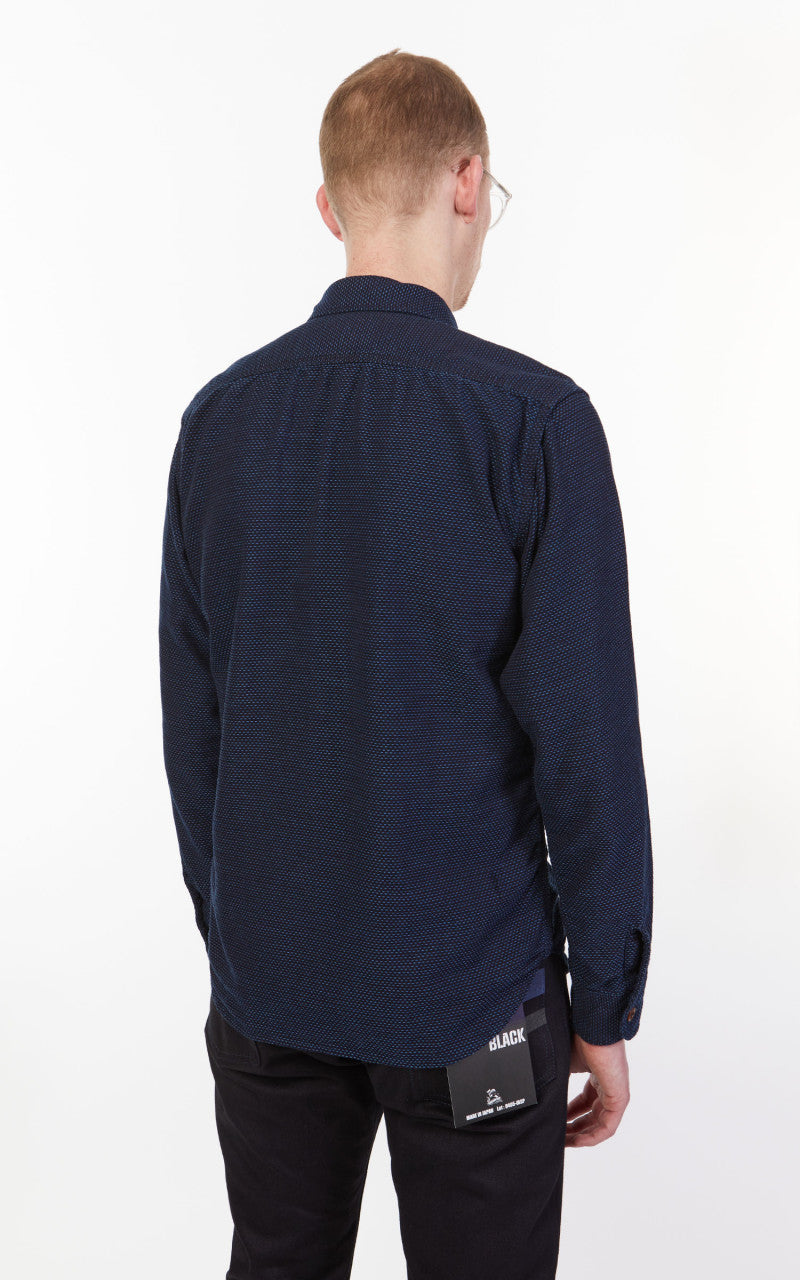 Momotaro Jeans 05-328 Sashiko-Ish Jacquard Shirt Indigo