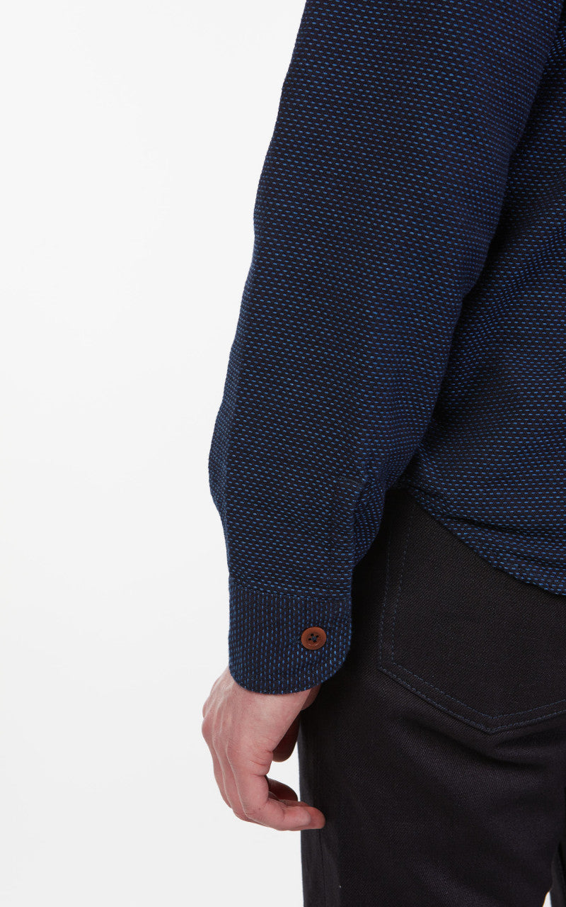 Momotaro Jeans 05-328 Sashiko-Ish Jacquard Shirt Indigo