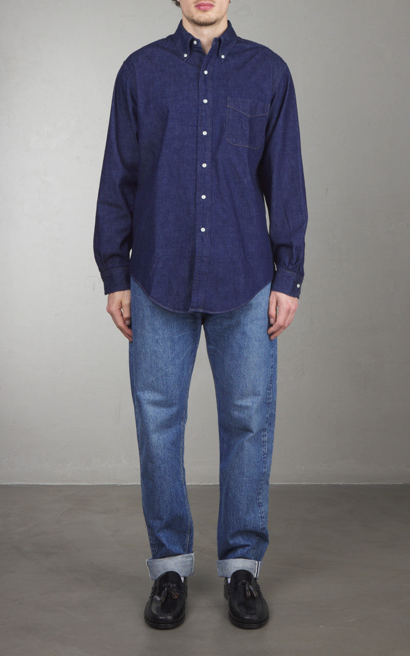 OrSlow Standard Button Down Denim Shirt One Wash Indigo