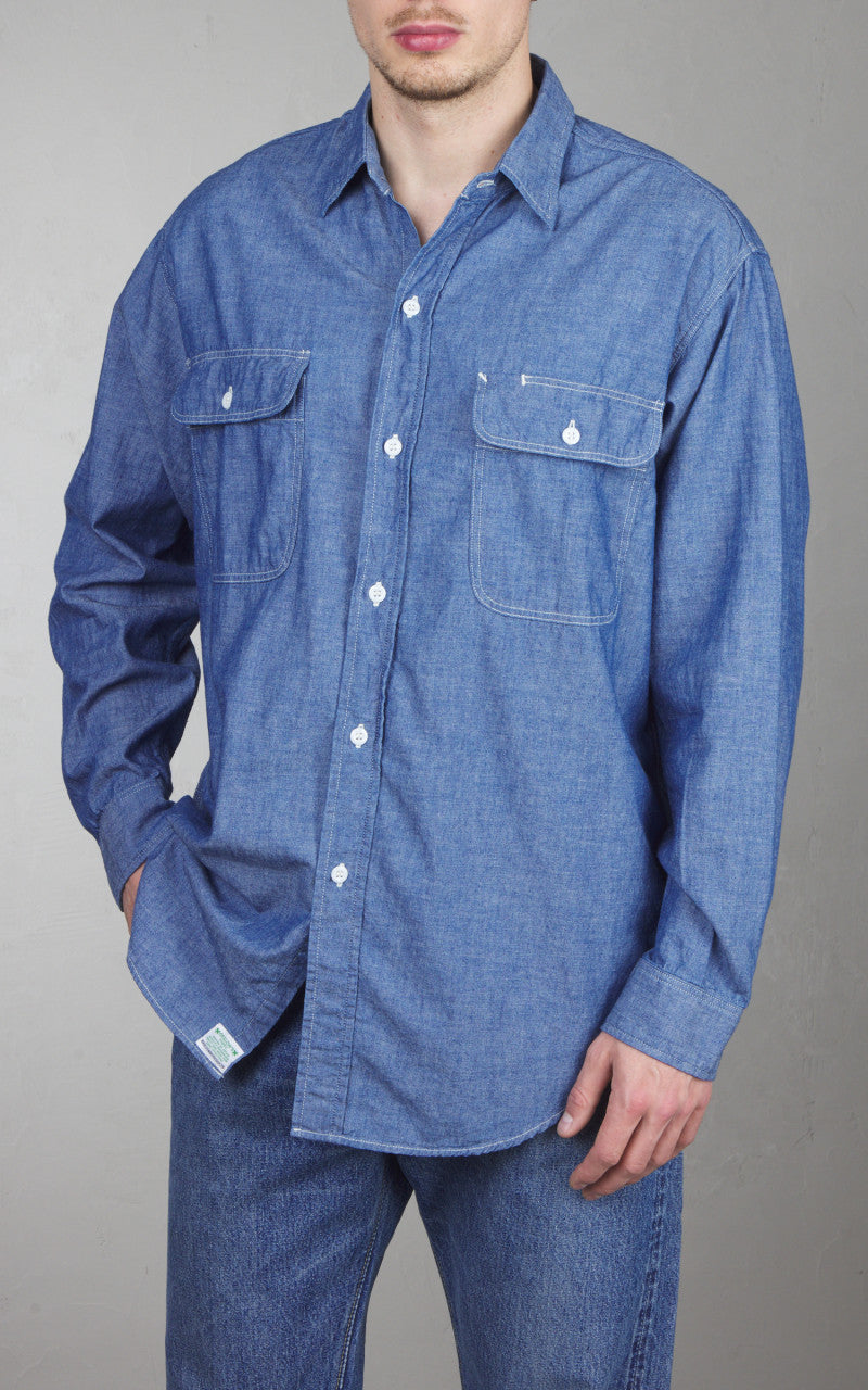 OrSlow Chambray Work Shirt Indigo Blue