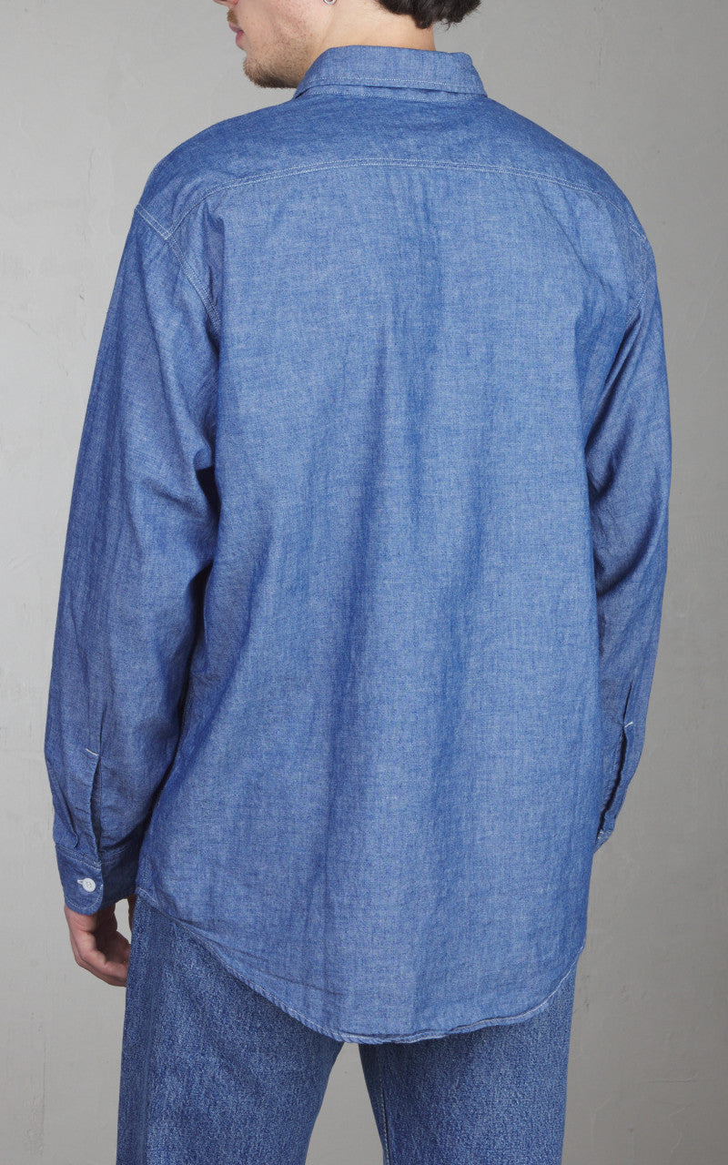 OrSlow Chambray Work Shirt Indigo Blue