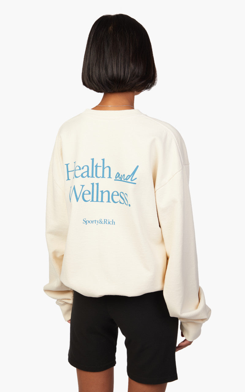 Sporty & Rich New Health Crewneck Cream/Blue