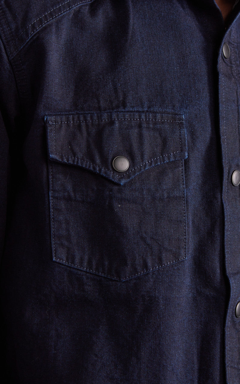 Rogue Territory Western Shirt Selvedge Canvas Indigo Rinsed