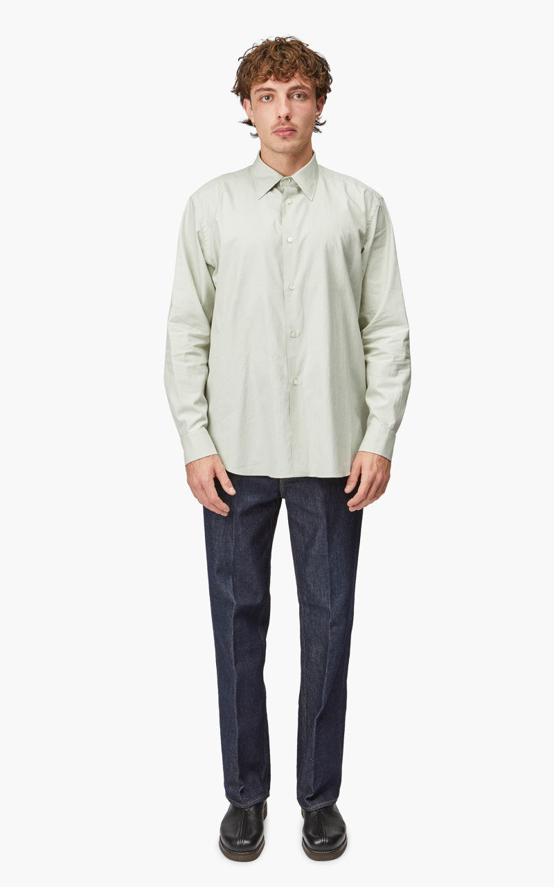 Auralee Washed Finx Twill Shirt Dusty Pale Blue