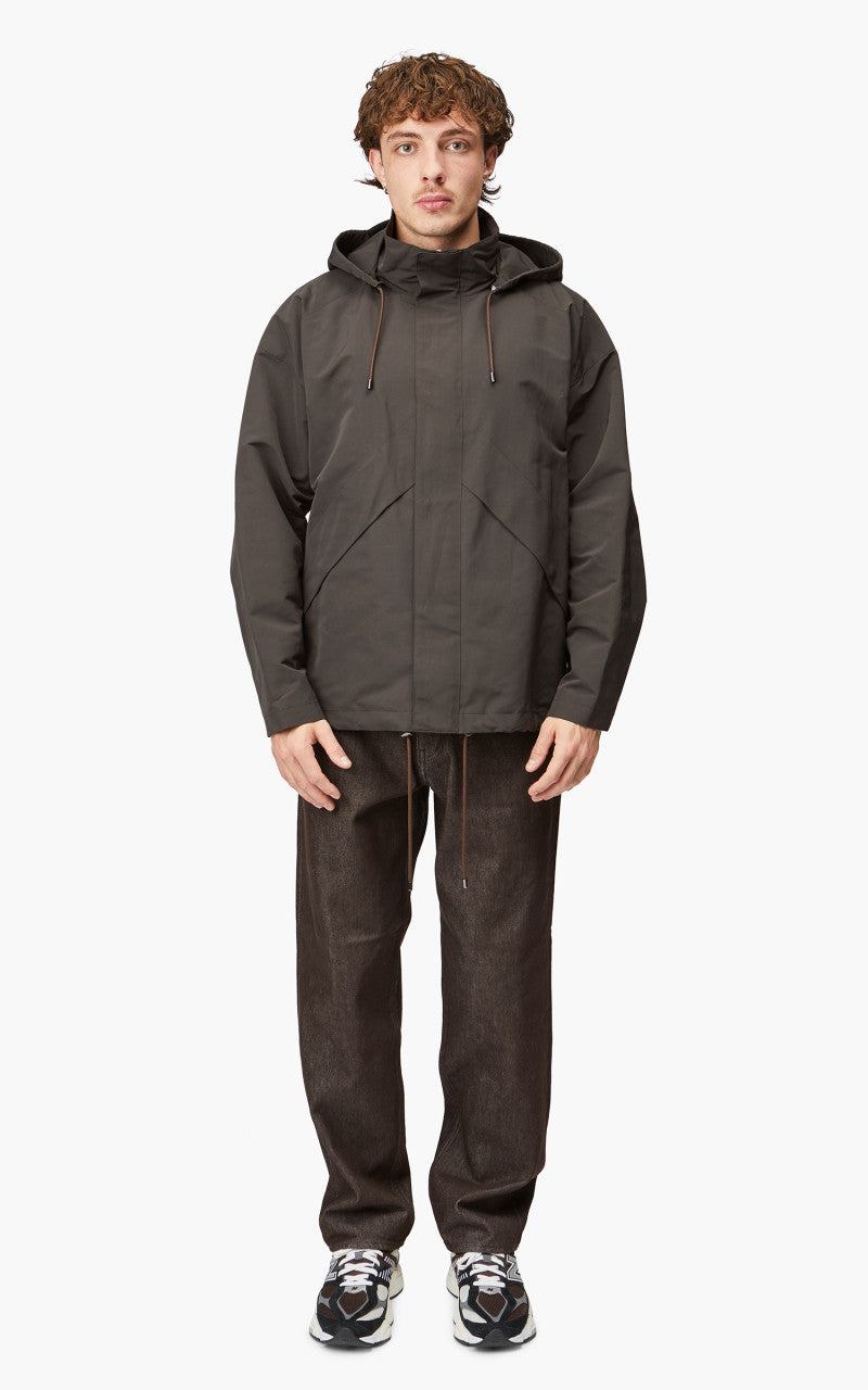 Auralee Washi PES High Density Cloth Hooded Zip Blouson Dark Brown
