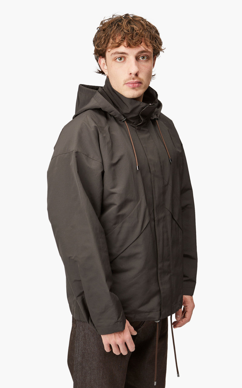 Auralee Washi PES High Density Cloth Hooded Zip Blouson Dark Brown