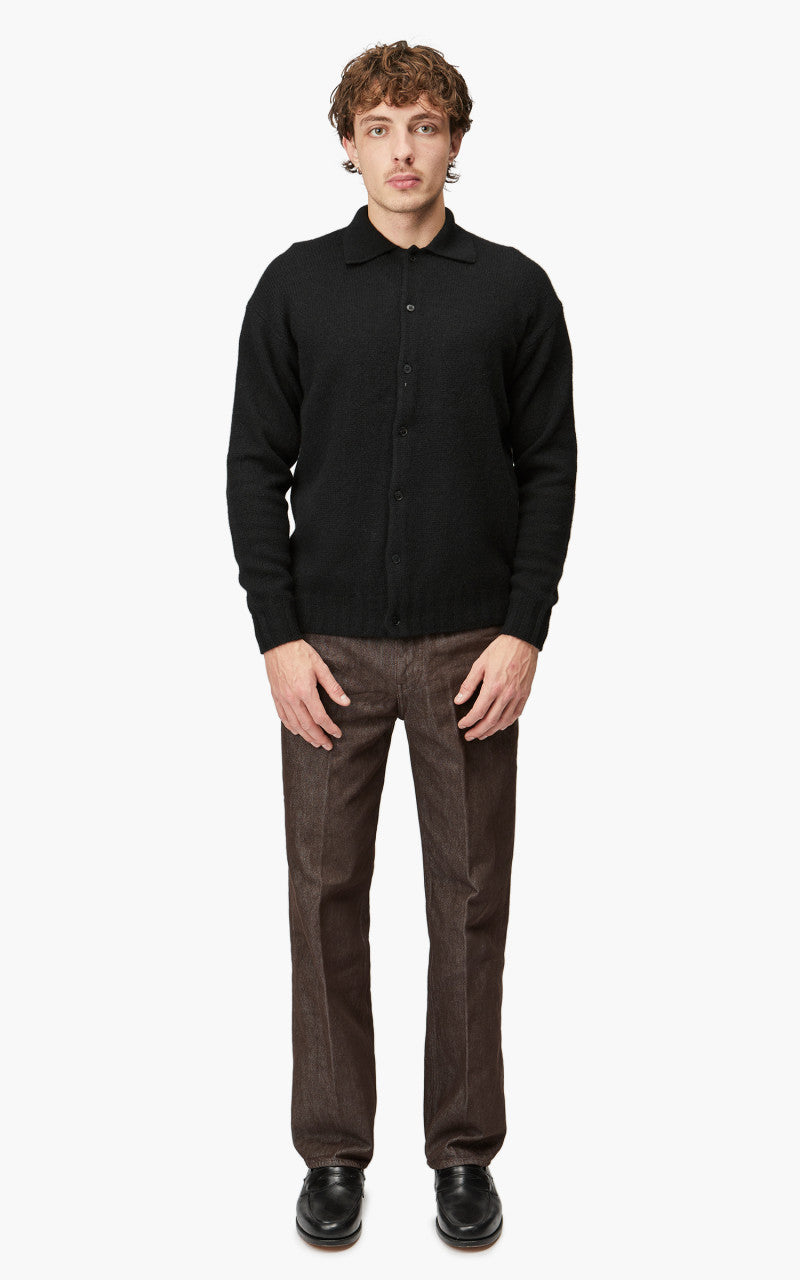 Auralee Shetland Wool Cashmere Knit Cardigan Black