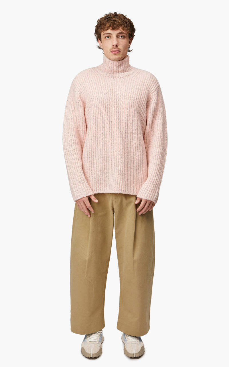 Auralee Wool Baby Camel Brushed Yarn Knit Turtle Light Pink