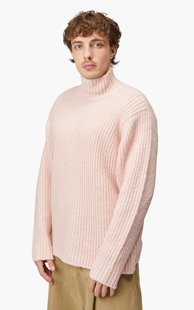 Auralee Wool Baby Camel Brushed Yarn Knit Turtle Light Pink