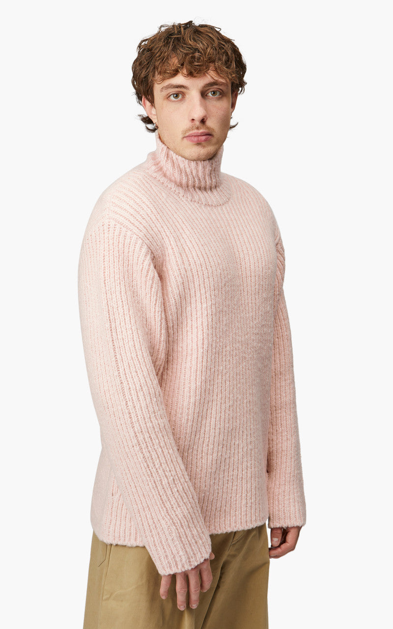 Auralee Wool Baby Camel Brushed Yarn Knit Turtle Light Pink