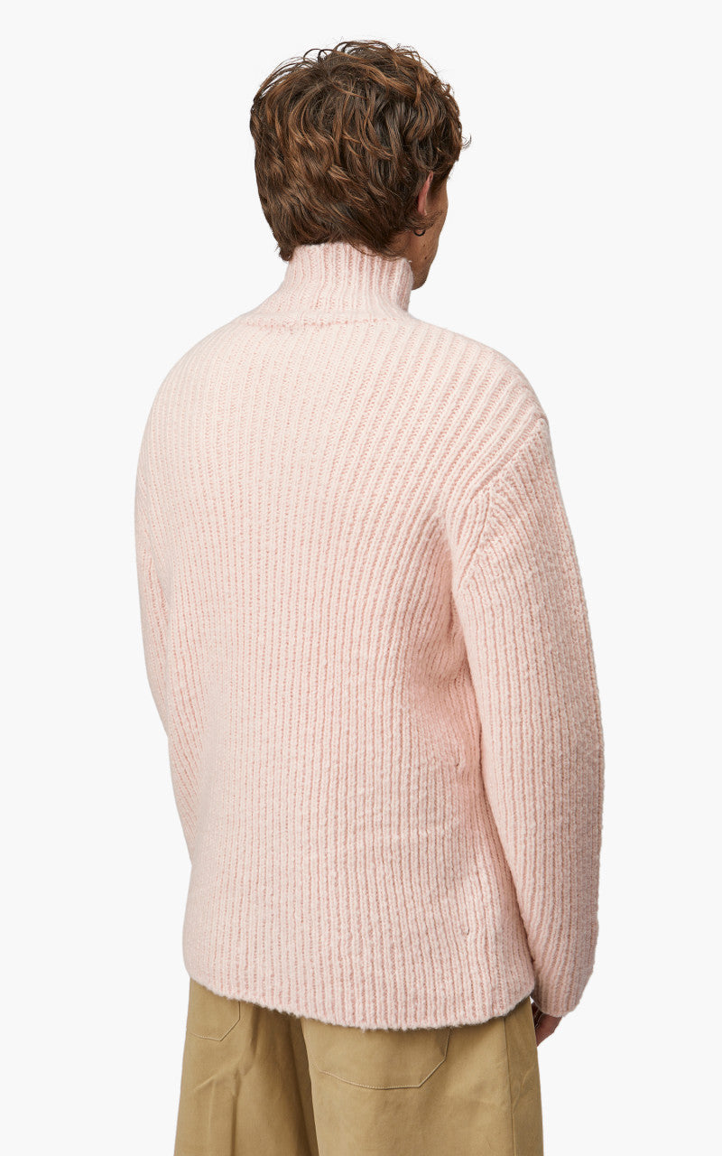 Auralee Wool Baby Camel Brushed Yarn Knit Turtle Light Pink