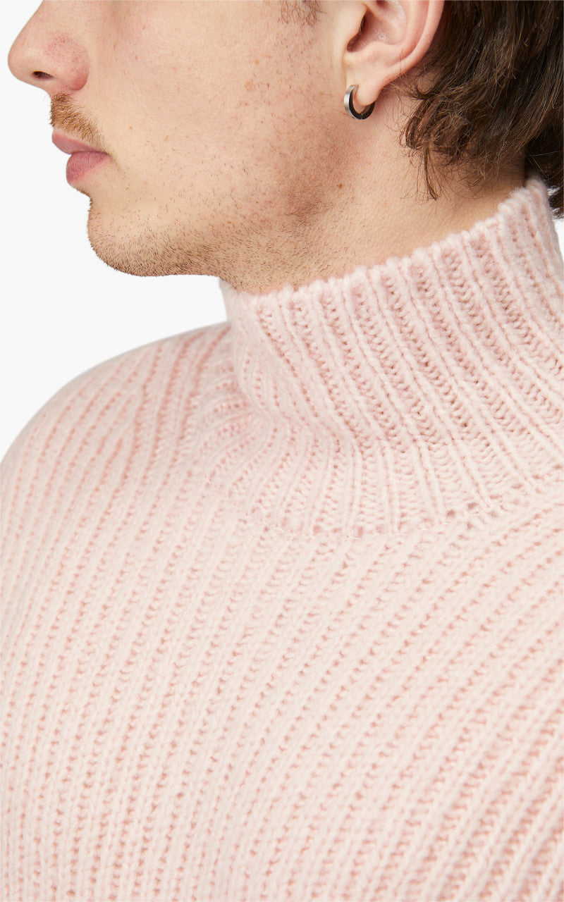 Auralee Wool Baby Camel Brushed Yarn Knit Turtle Light Pink