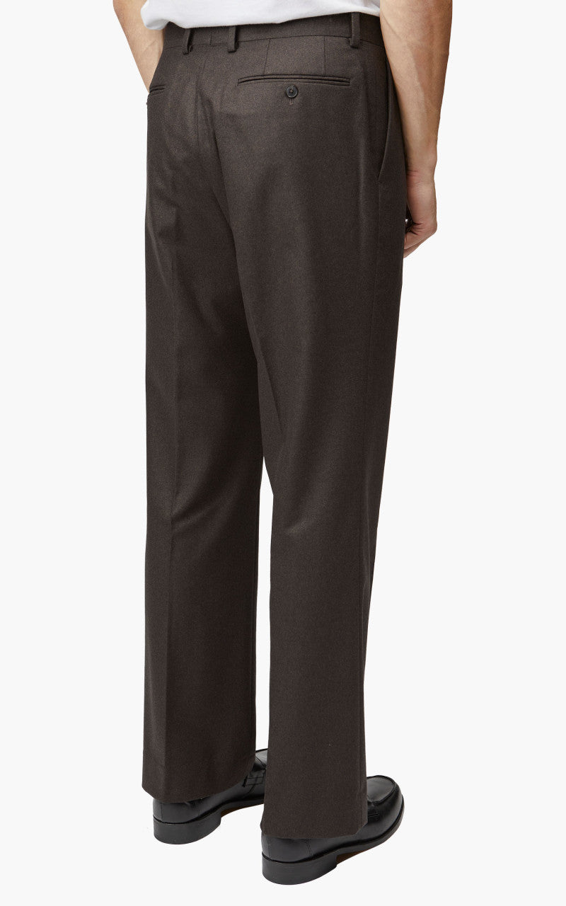 Auralee Wool Fulling Flannel Slacks Top Dark Brown