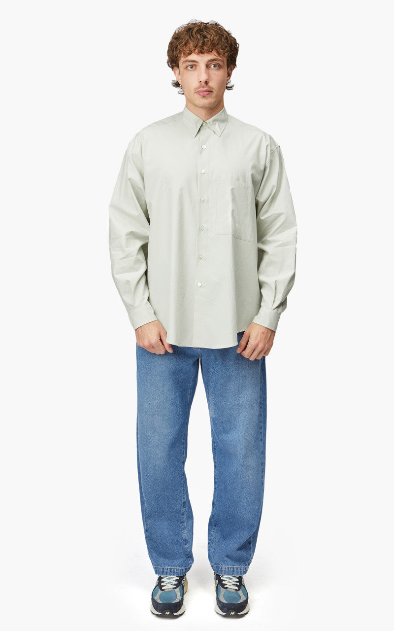 Auralee Washed Finx Twill Big Shirt Dusty Pale Blue