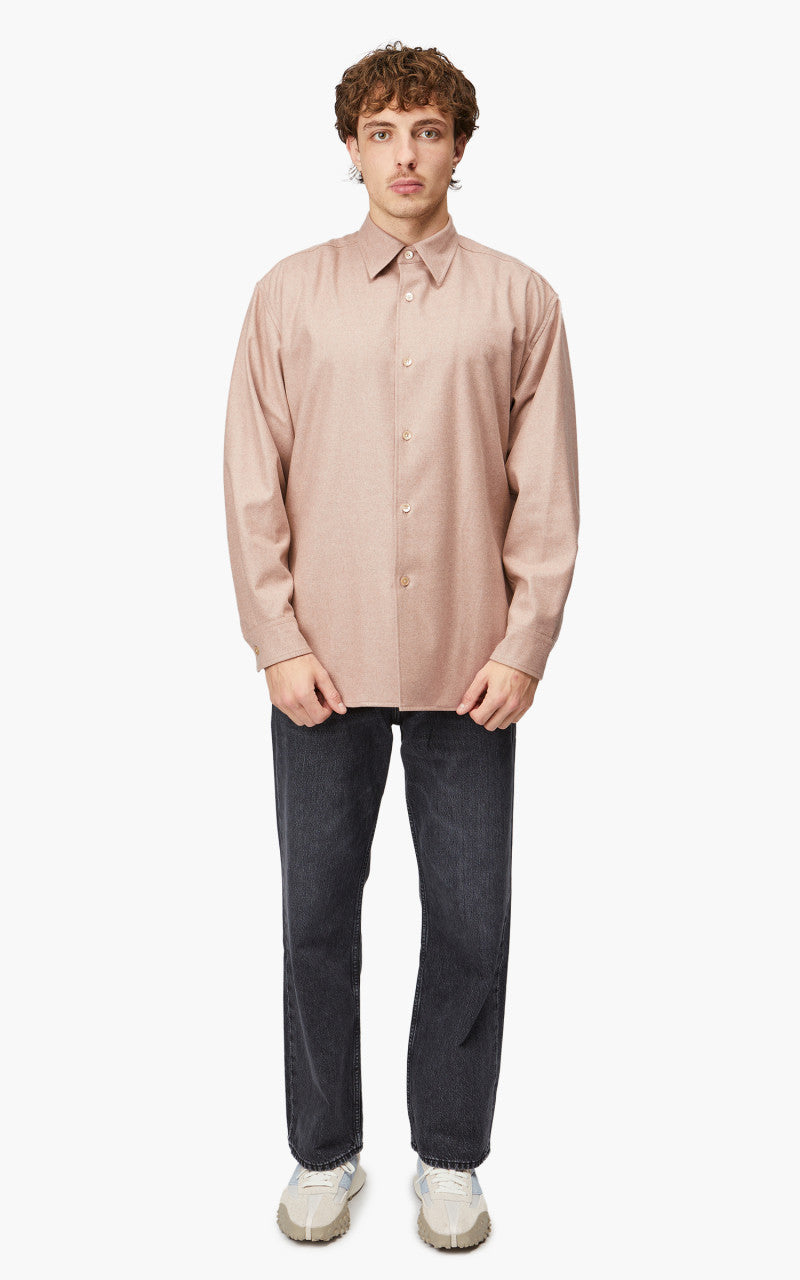 Auralee Wool Fulling Flannel Shirt Top Light Pink