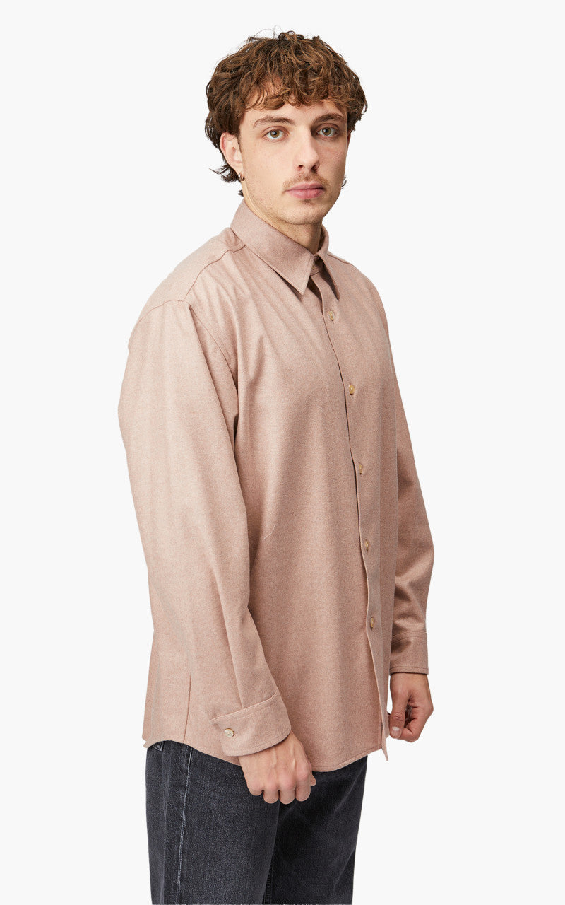 Auralee Wool Fulling Flannel Shirt Top Light Pink