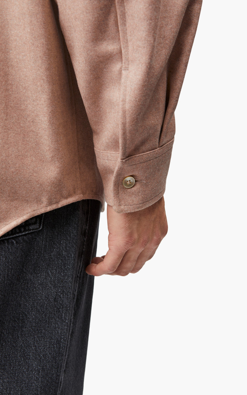 Auralee Wool Fulling Flannel Shirt Top Light Pink