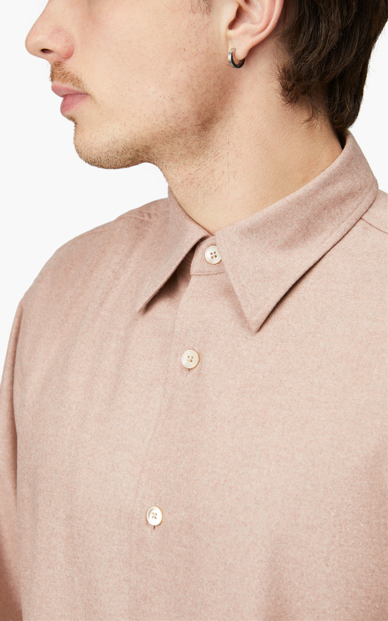 Auralee Wool Fulling Flannel Shirt Top Light Pink