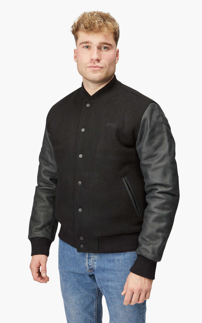 Schott NYC Varsity Jacket LCUSA Black/Black