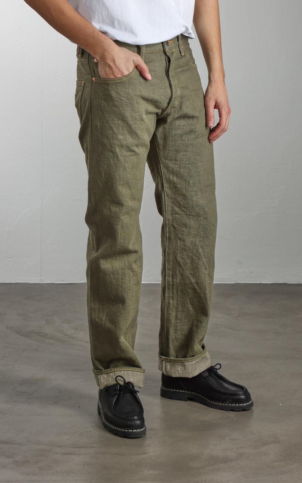 ONI Denim 266-OLD18 Relax Straight Olive Denim 18oz