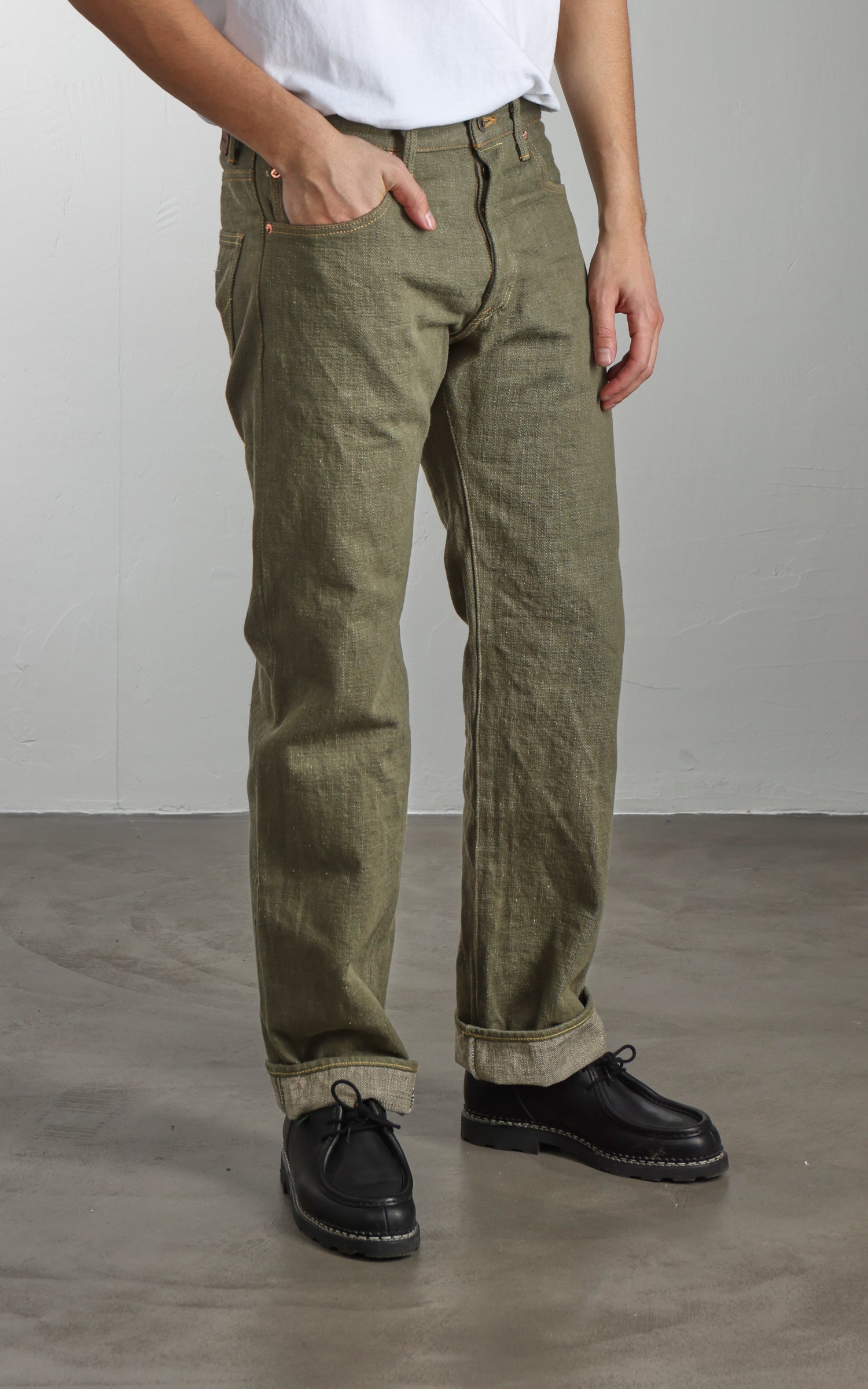 ONI Denim 266-OLD18 Relax Straight Olive Denim 18oz