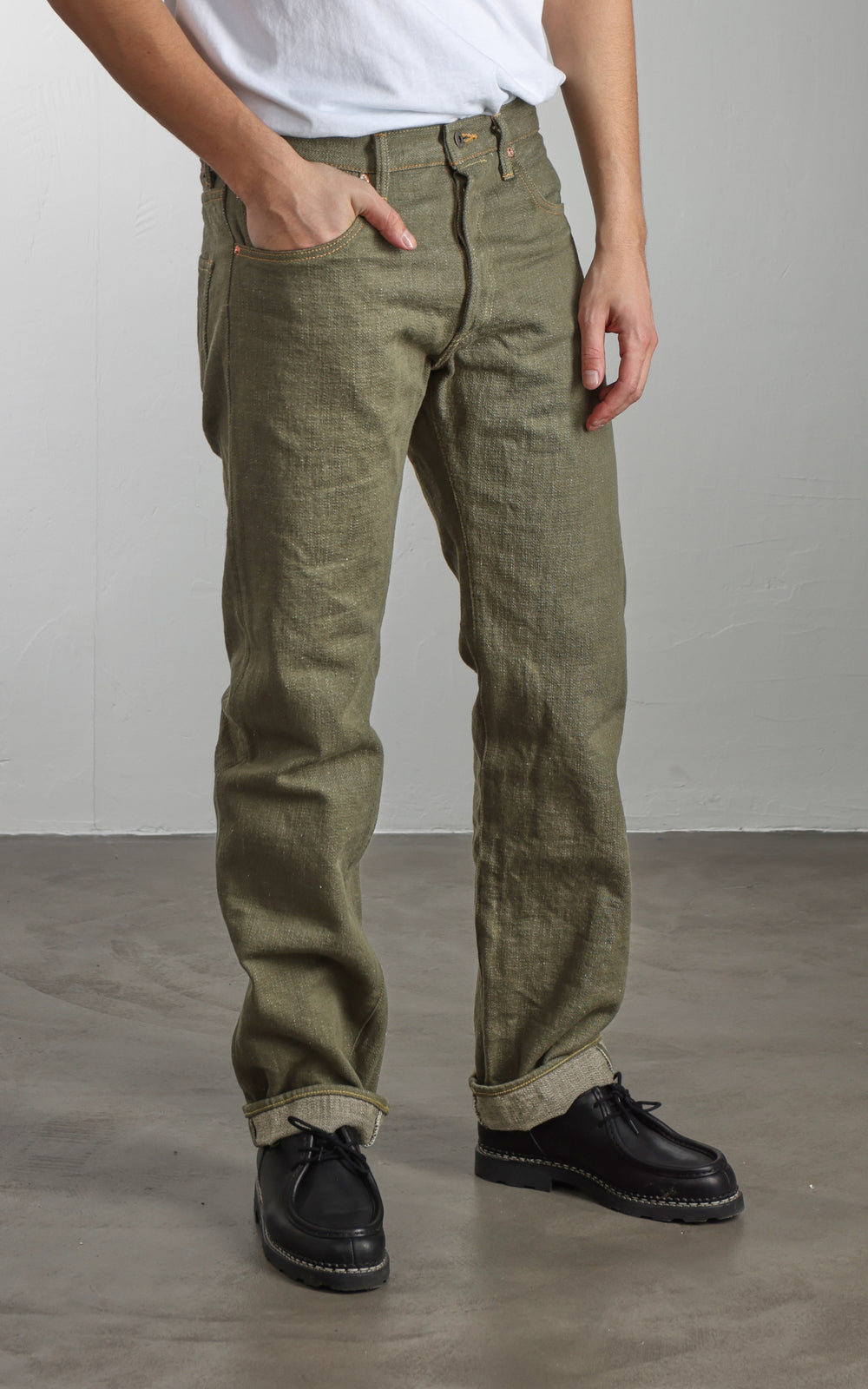 ONI Denim 270-OLD18 Neat Straight Olive Denim 18oz