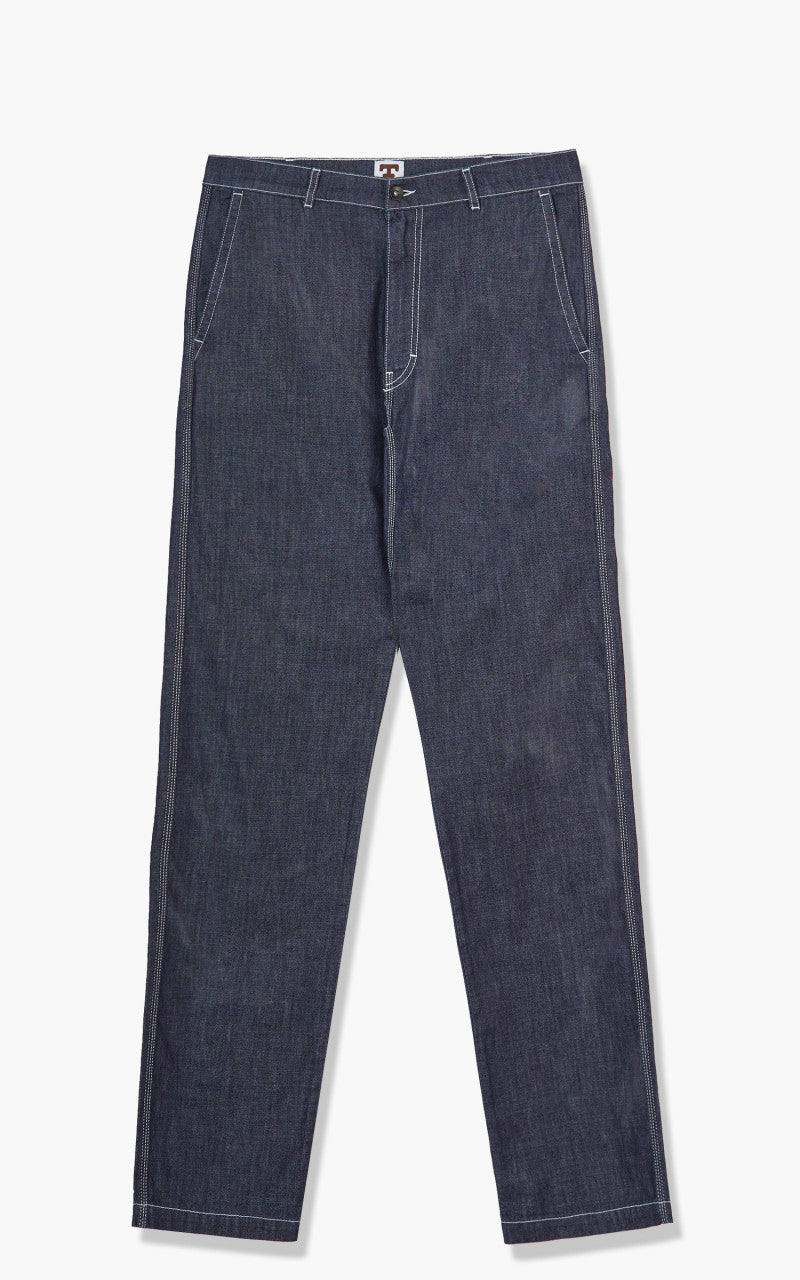 Tellason Worker Pants Slim Washed Denim Ocean Dark