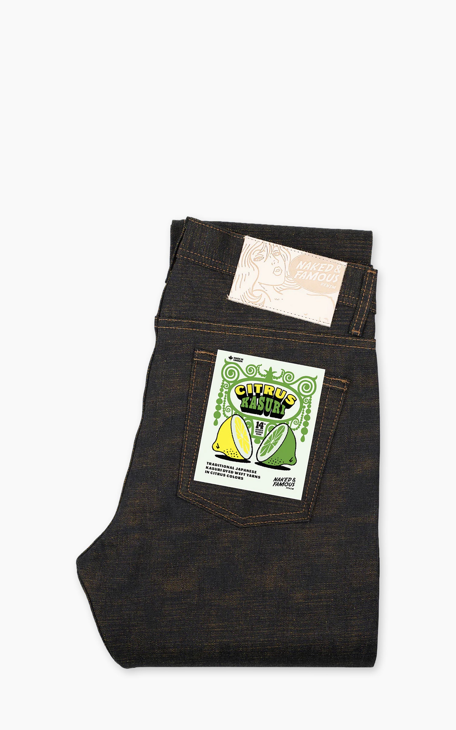 Naked & Famous Denim Weird Guy Citrus Kasuri Selvedge Indigo 14oz