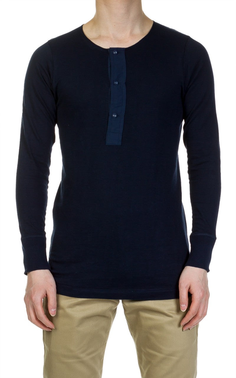 Merz b. Schwanen 102 Longsleeve Henley Ink Blue