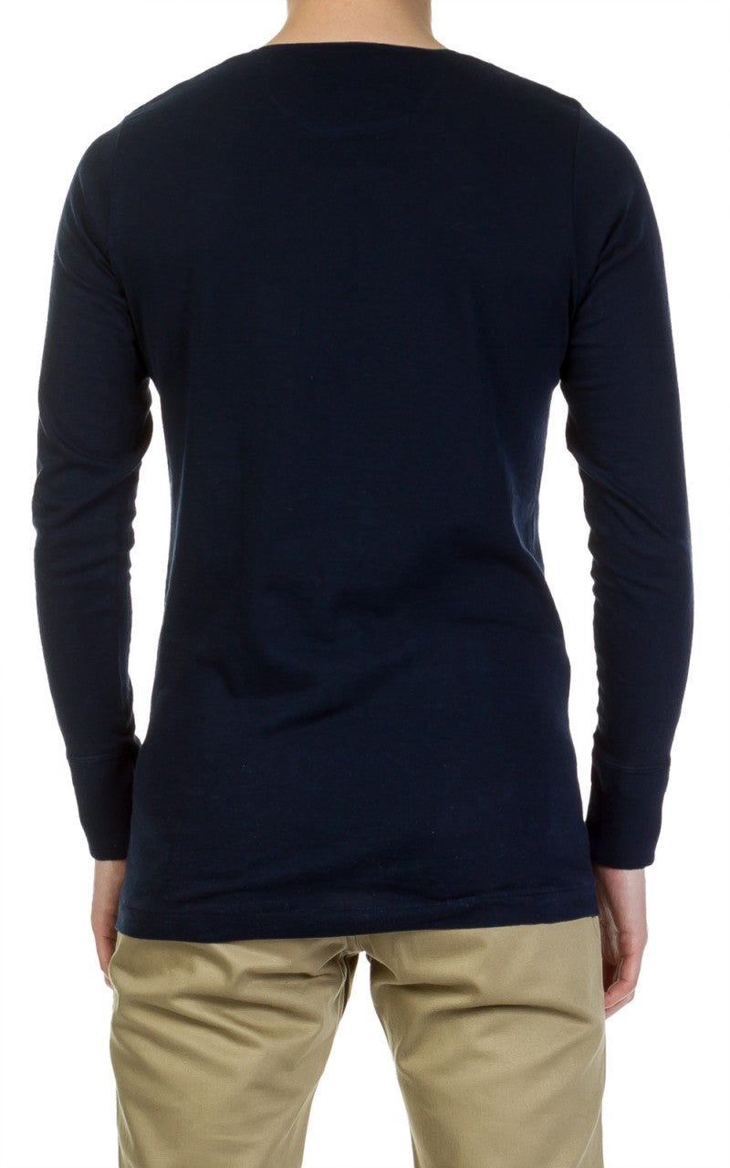 Merz b. Schwanen 102 Longsleeve Henley Ink Blue