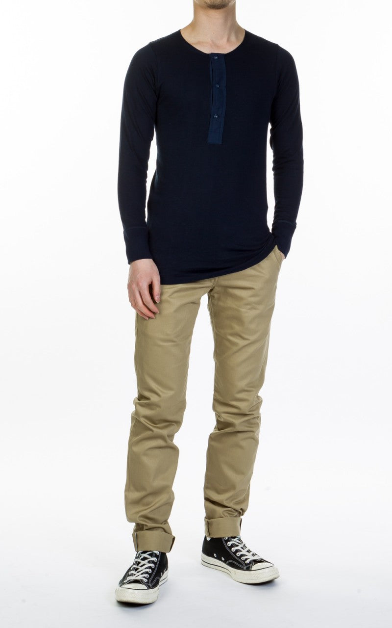 Merz b. Schwanen 102 Longsleeve Henley Ink Blue