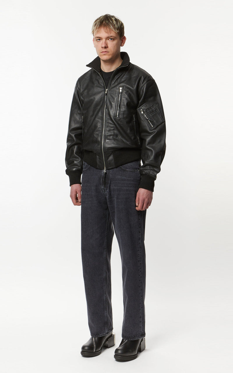 Military Surplus Pilot Flight Leather Jacket Black