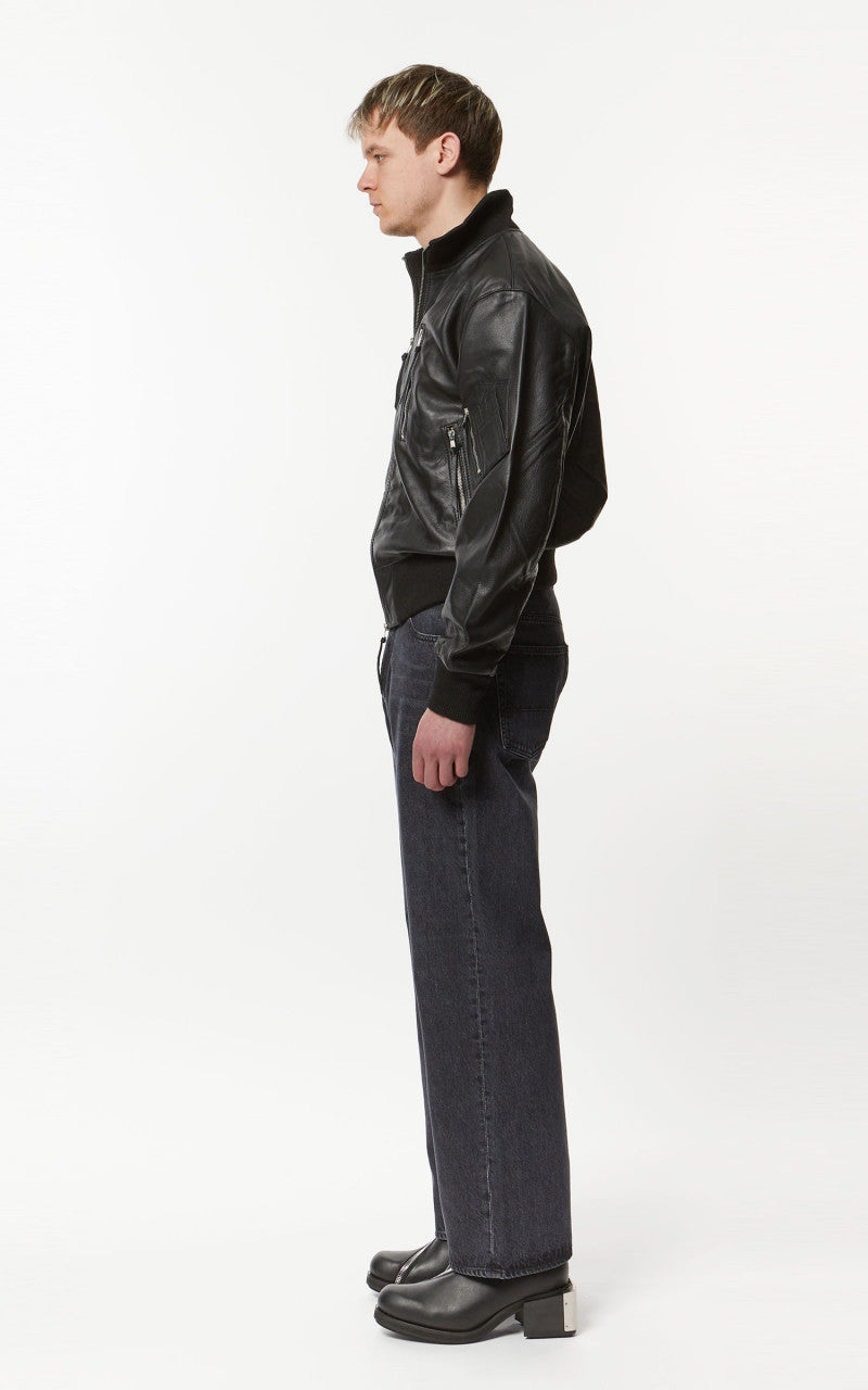 Military Surplus Pilot Flight Leather Jacket Black